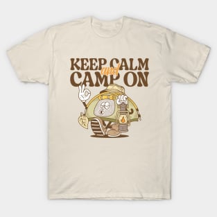 Keep Calm and Camp On Retro Style T-Shirt